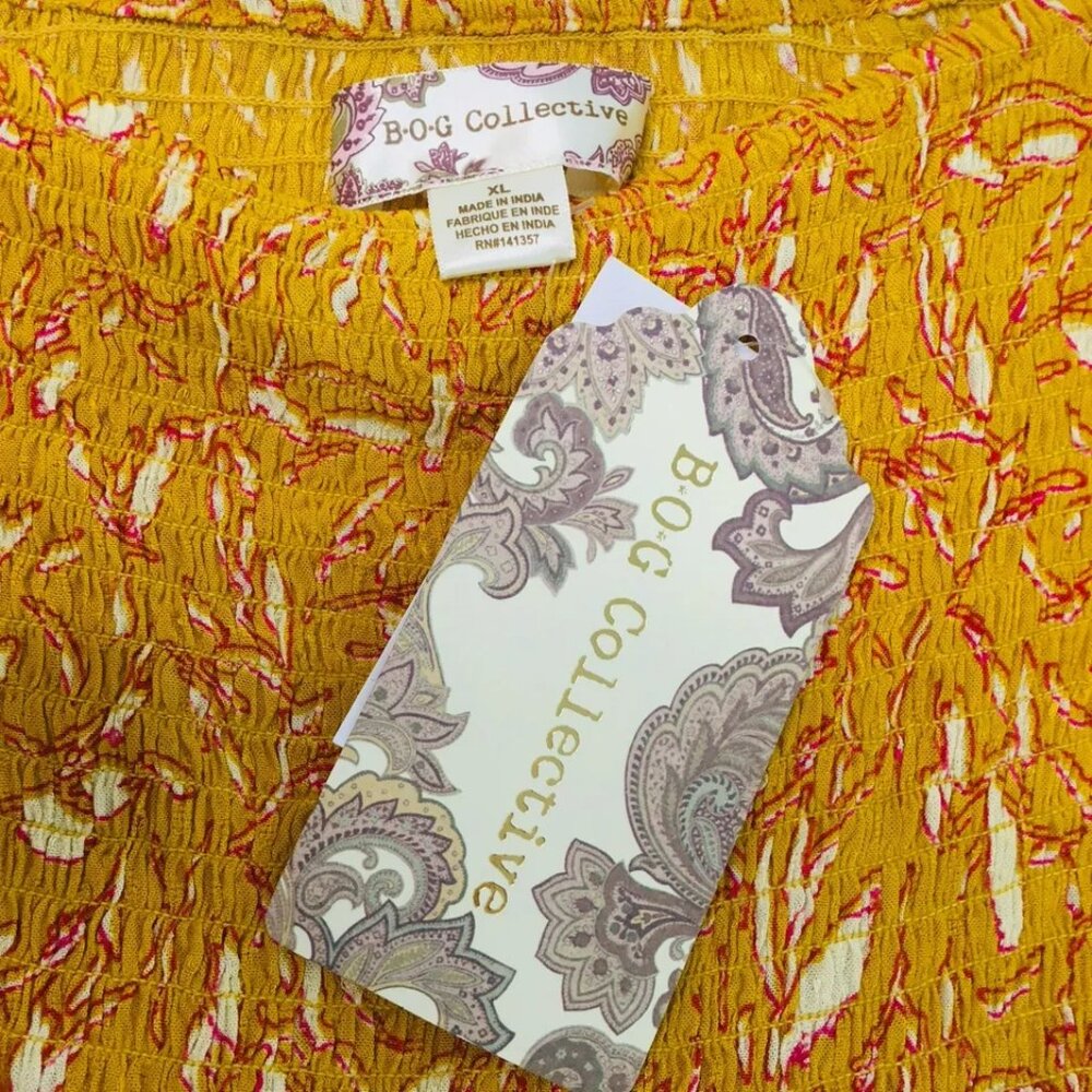 B.O.G. Collective Isabelle Crop Top Sz XL Balloon Sleeve Smocked Bodice NEW - Picture 8 of 8